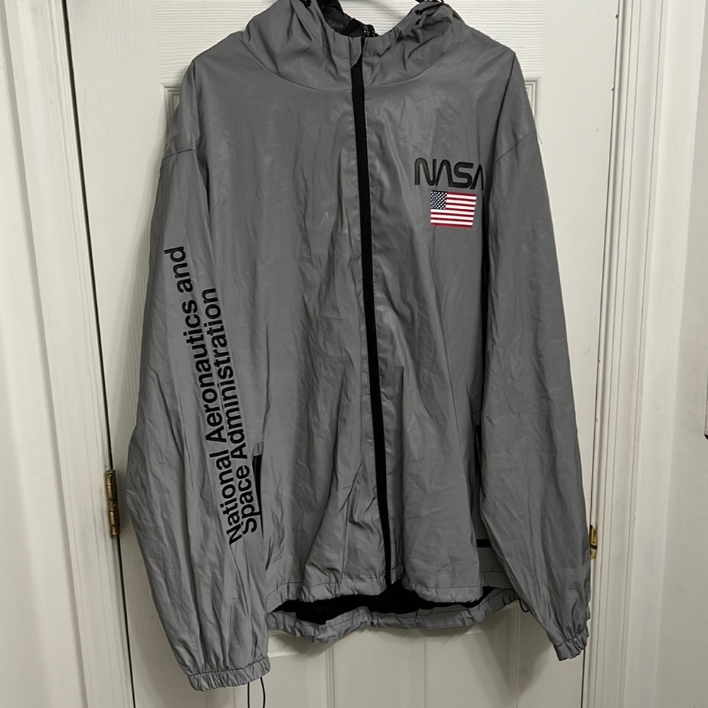 Reflective zip up NASA windbreaker